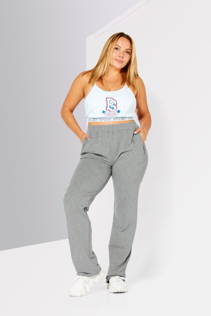 Women Sportswear Fit Brand Logo Training Pants, Grey Combo