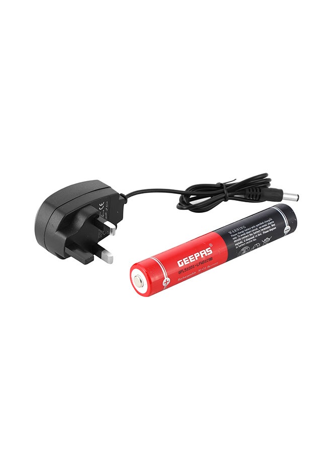 Rechargeable LED Flashlight - LED Torch with 2000 Meters Range, Portable Design & 4 Hours Working |Perfect for Camping Bicycle Hiking & Emergency Black/White 285mm