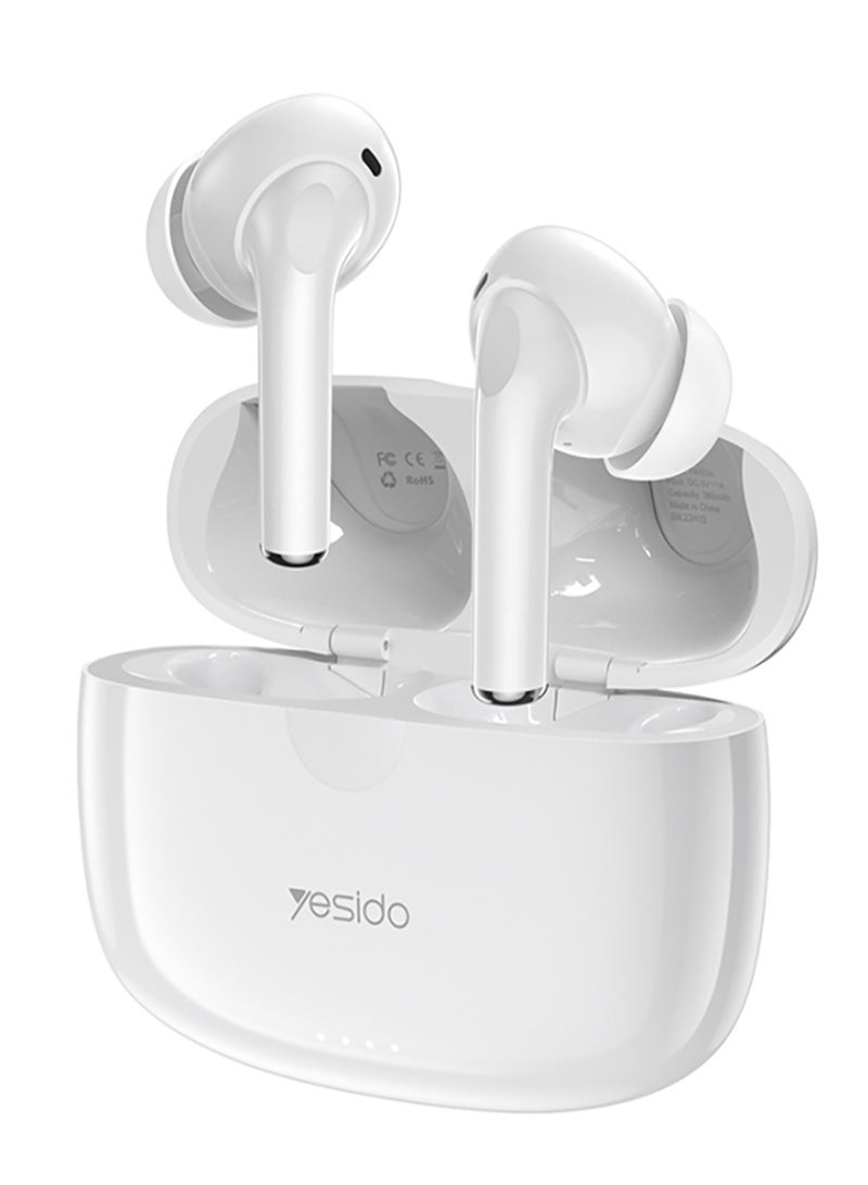 Yesido TWS24 Wireless Charge Cancellation ANC+ENC Noise Cancellation True Wireless Bluetooth Earphone - White