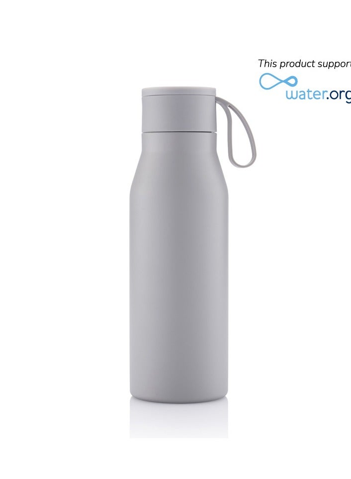 R-NEBRA - CHANGE Collection Recycled Stainless Steel Vacuum Bottle with Loop - Grey