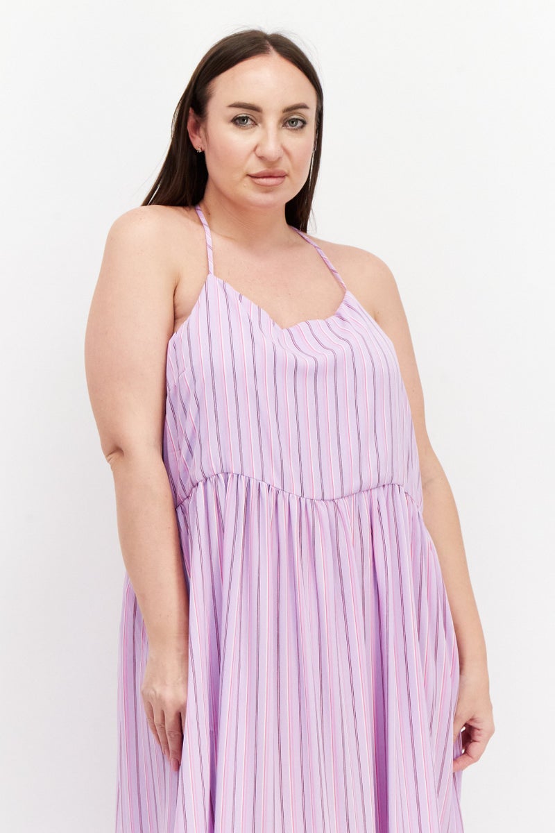 Women Stripe Maxi Dress, Lavender