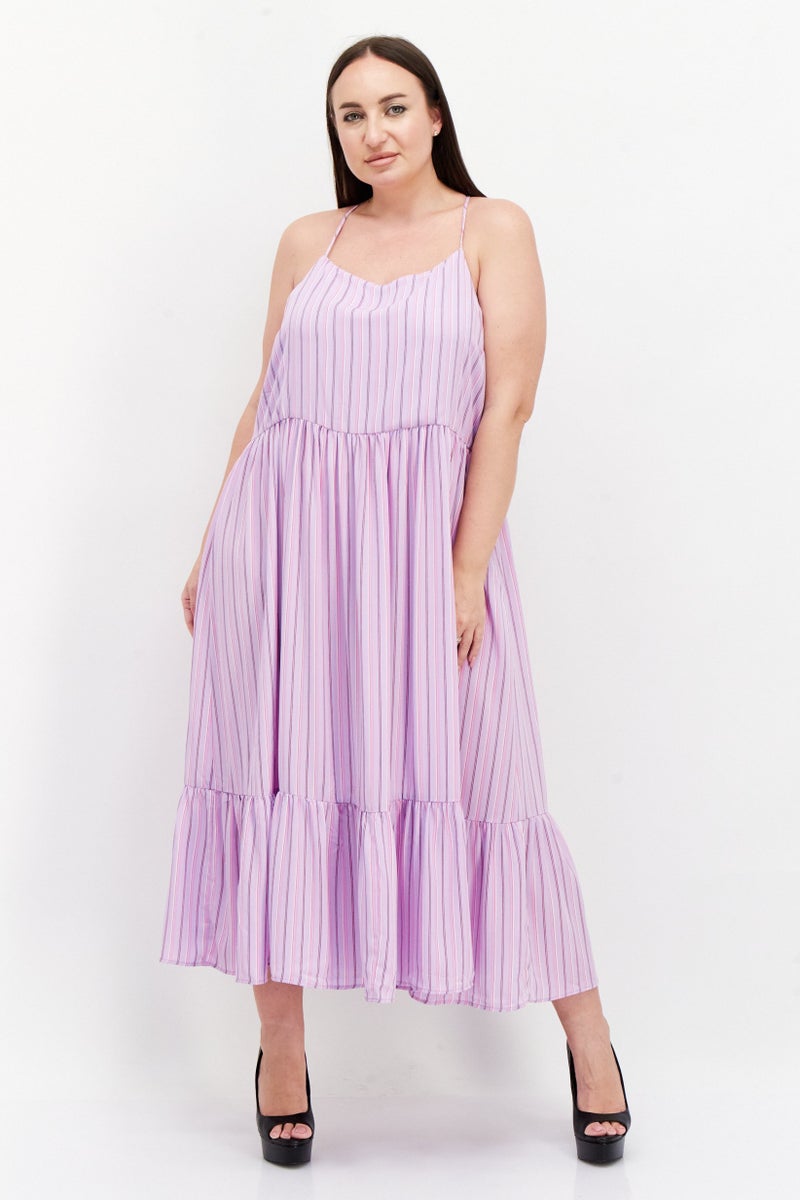 Women Stripe Maxi Dress, Lavender
