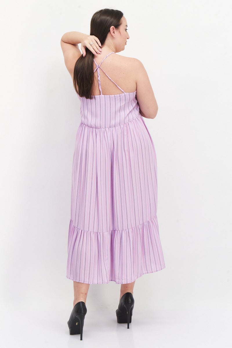 Women Stripe Maxi Dress, Lavender