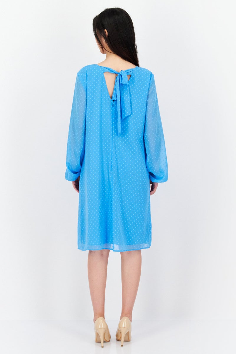 Women Textured Shift Dress, Blue