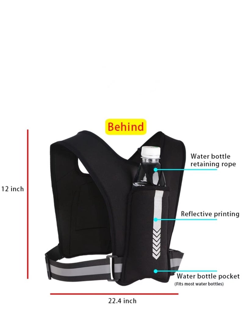 Running Vest Phone Holder for Men  Women, Men  Women's Sports Adjustable Reflective Running Vest Light Weight Phone Holder for Running with Water Bottle Pouch, Accessories Pockets