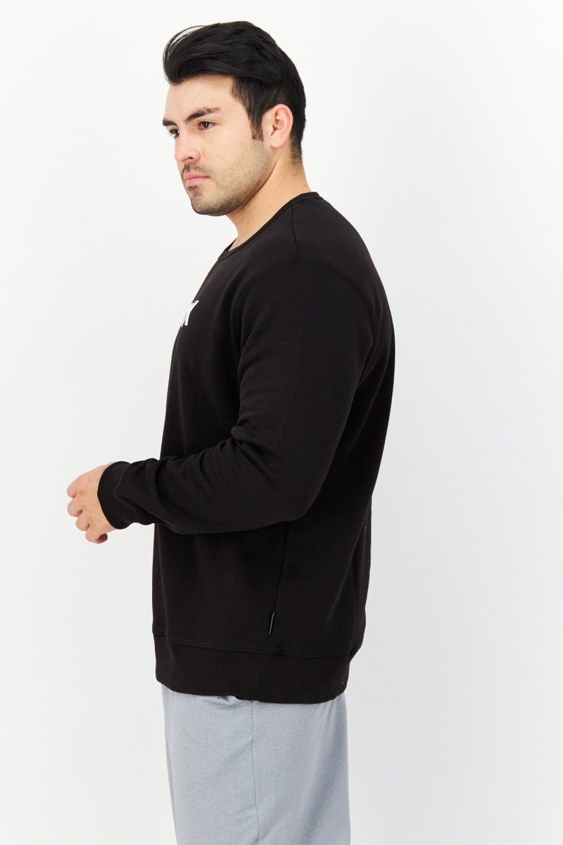 Men Crew Neck Brand Logo Long Sleeves Sweatshirt, Black