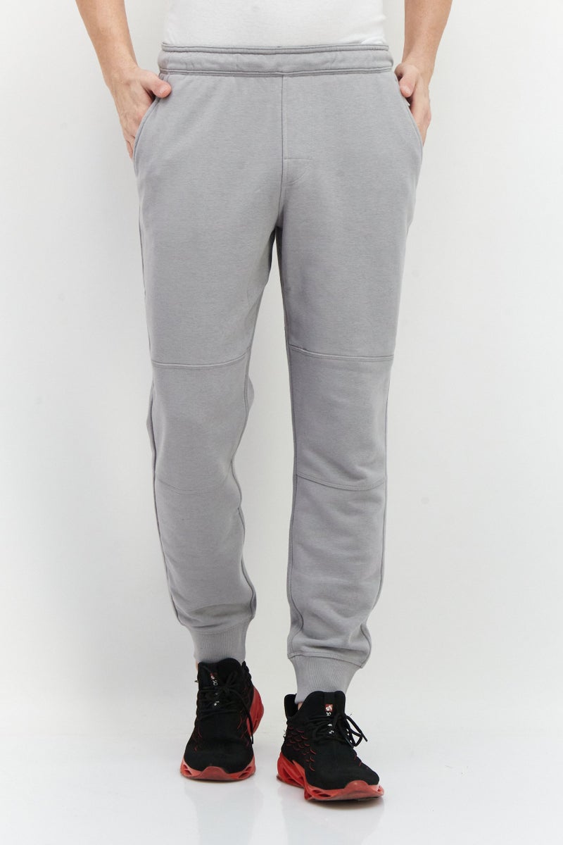 Men Drawstring Plain Sweatpants, Grey