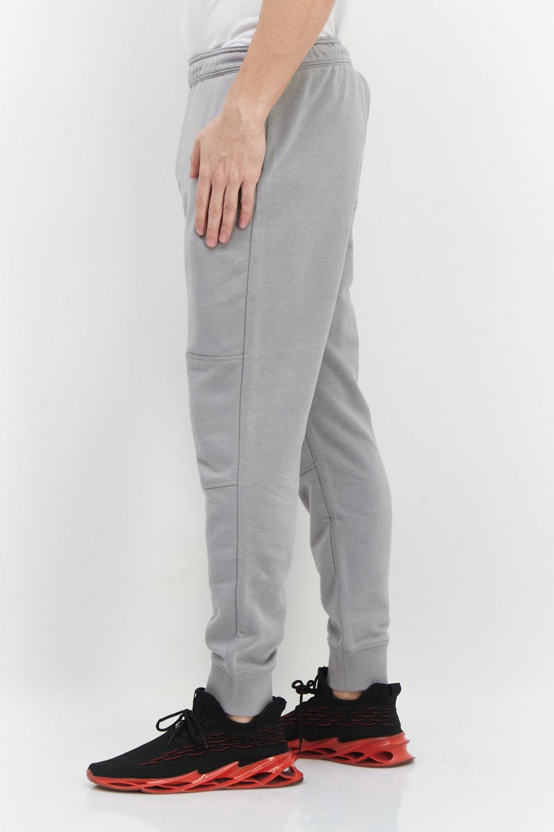 Men Drawstring Plain Sweatpants, Grey