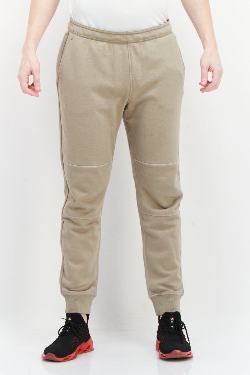 Men Regular Fit Plain Stretchable Sweatpants, Taupe