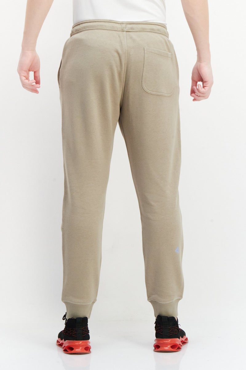 Men Regular Fit Plain Stretchable Sweatpants, Taupe