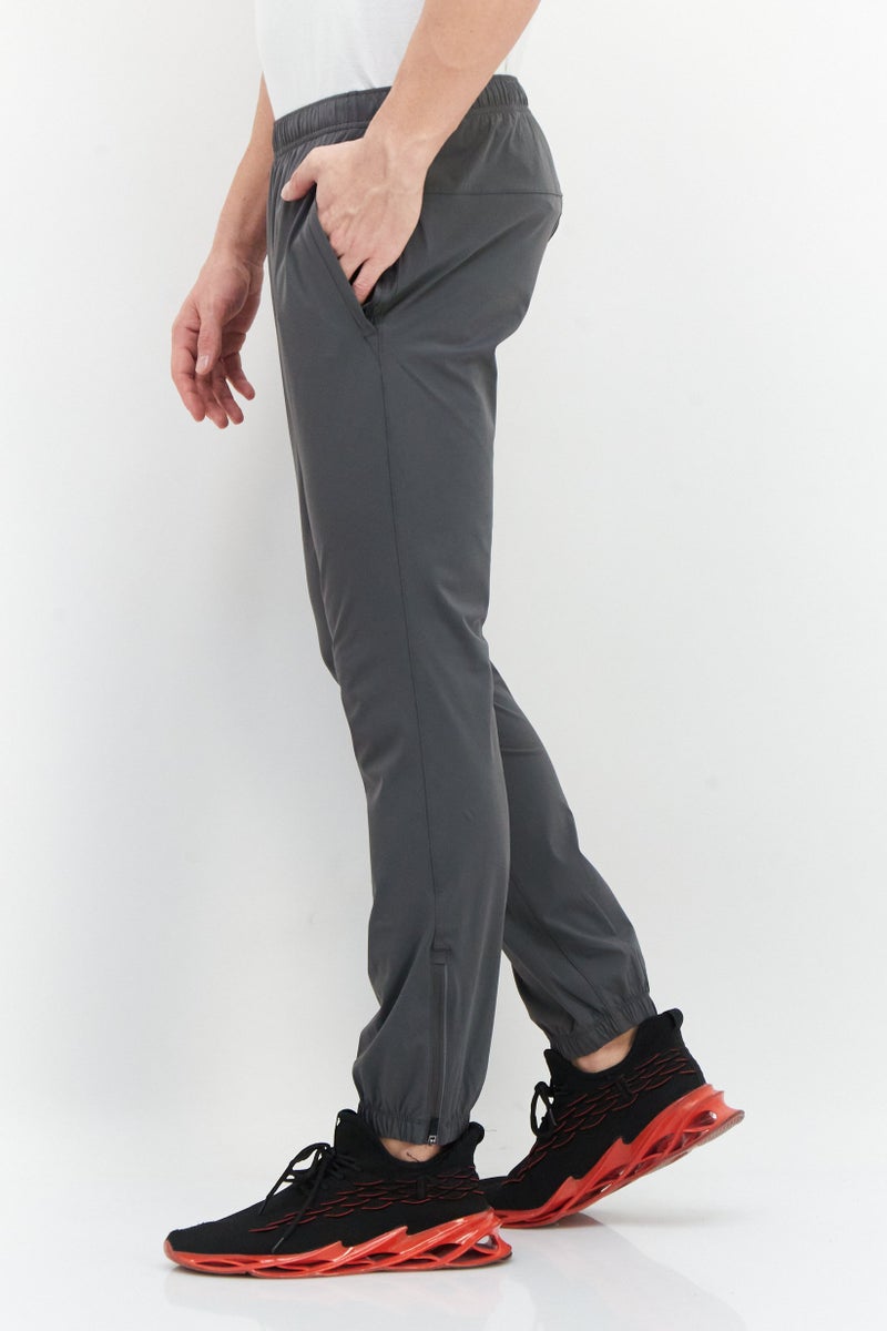 Men Regular Fit Solid Drawstring Jogger Pant, Charcoal