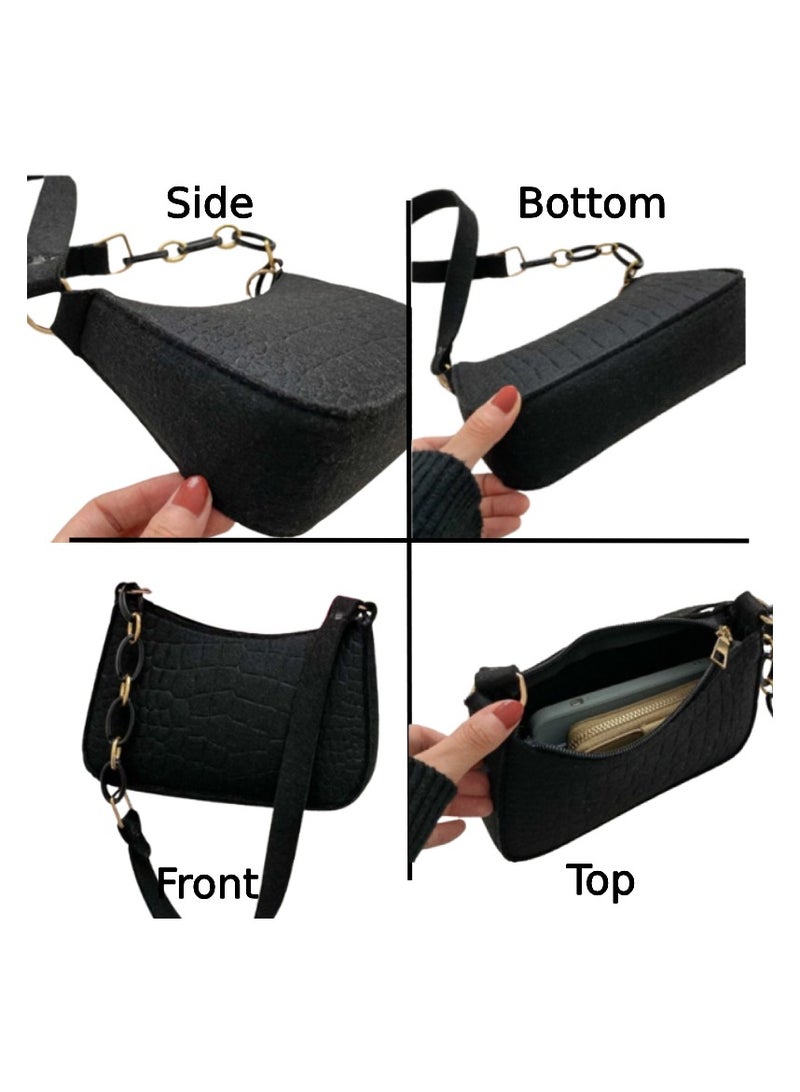 Black Square Shoulder Bag: Chic, Versatile, Trendy - Stylish Purse for Everyday Adventures, Travel - Adjustable Strap, Compact Design