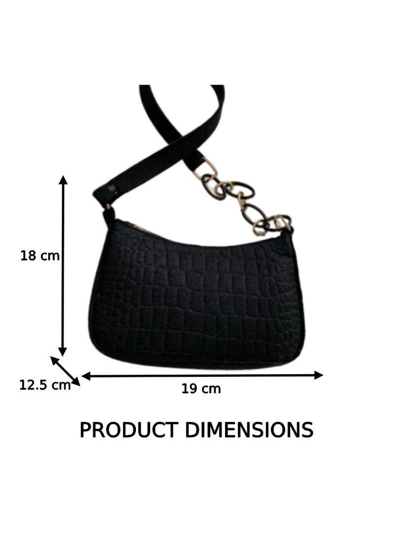 Black Square Shoulder Bag: Chic, Versatile, Trendy - Stylish Purse for Everyday Adventures, Travel - Adjustable Strap, Compact Design