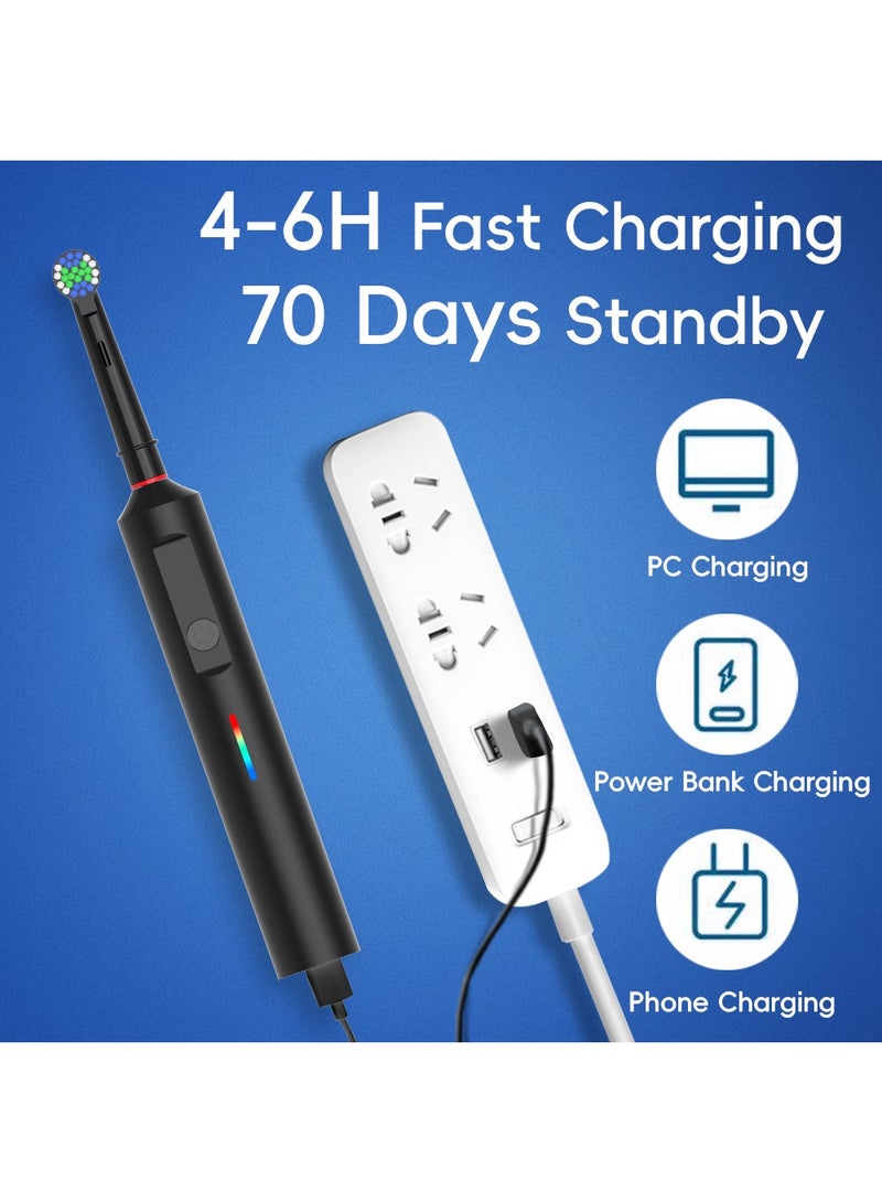 Rotating Electric Toothbrush, 3 Modes USB Fast Rechargeable Rotary Electric Toothbrush with Timer, Travel Case and 2 Brush Heads