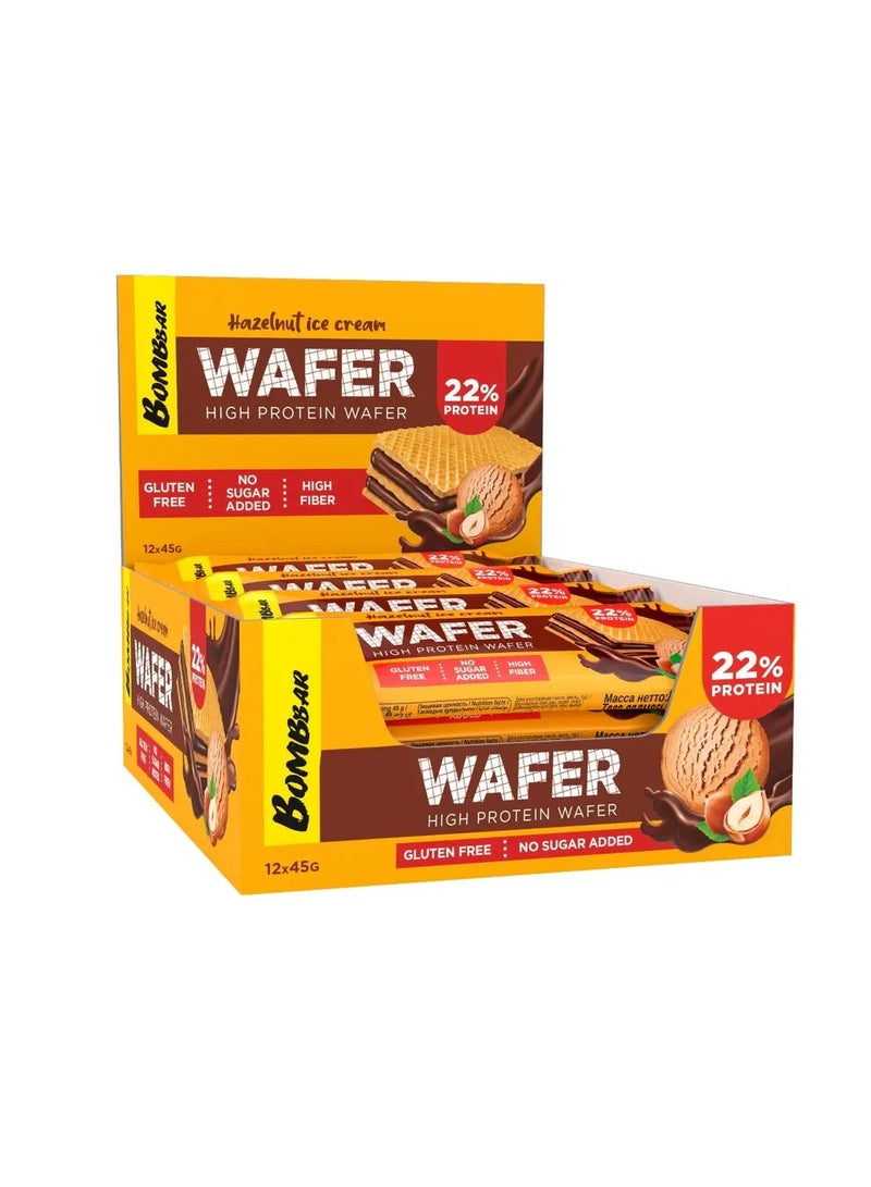 Bombbar High-Protein Wafers Hazelnut ice Cream (12x45g)