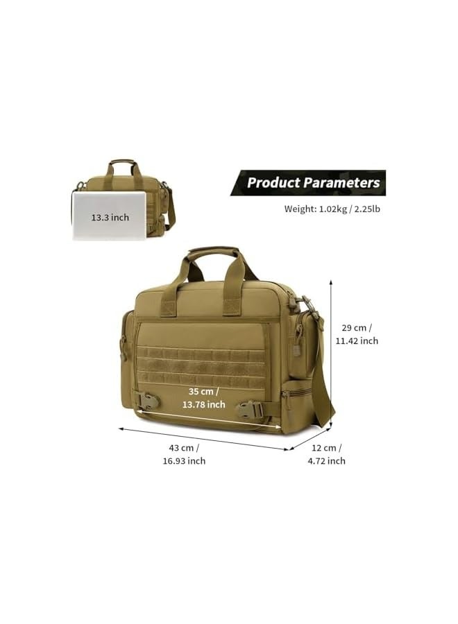 Laptop Bag, Tactical Briefcase 13.6 inch Laptop Messenger Bag Military Style Shoulder Bag Handbag and Waterproof Portable for Travel/University/Business/College/Men/Women Laptop Backpack