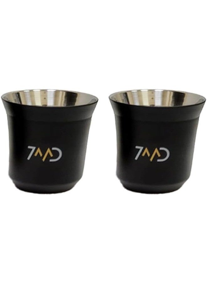 7MD Flask And Two Stainless Steel Cups For Hot & Cold Beverages Luxurious Design Double Wall Insulation