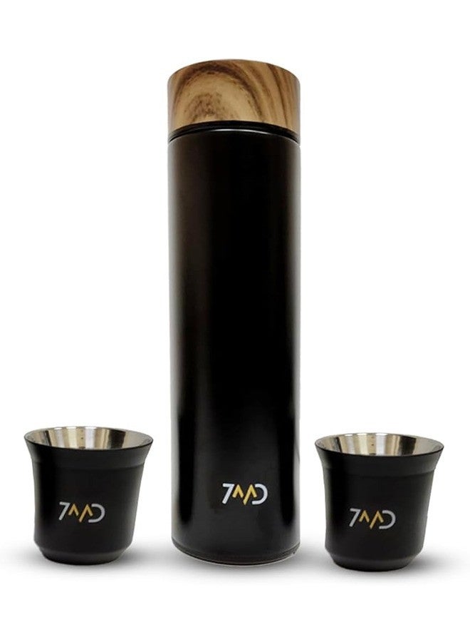 7MD Flask And Two Stainless Steel Cups For Hot & Cold Beverages Luxurious Design Double Wall Insulation