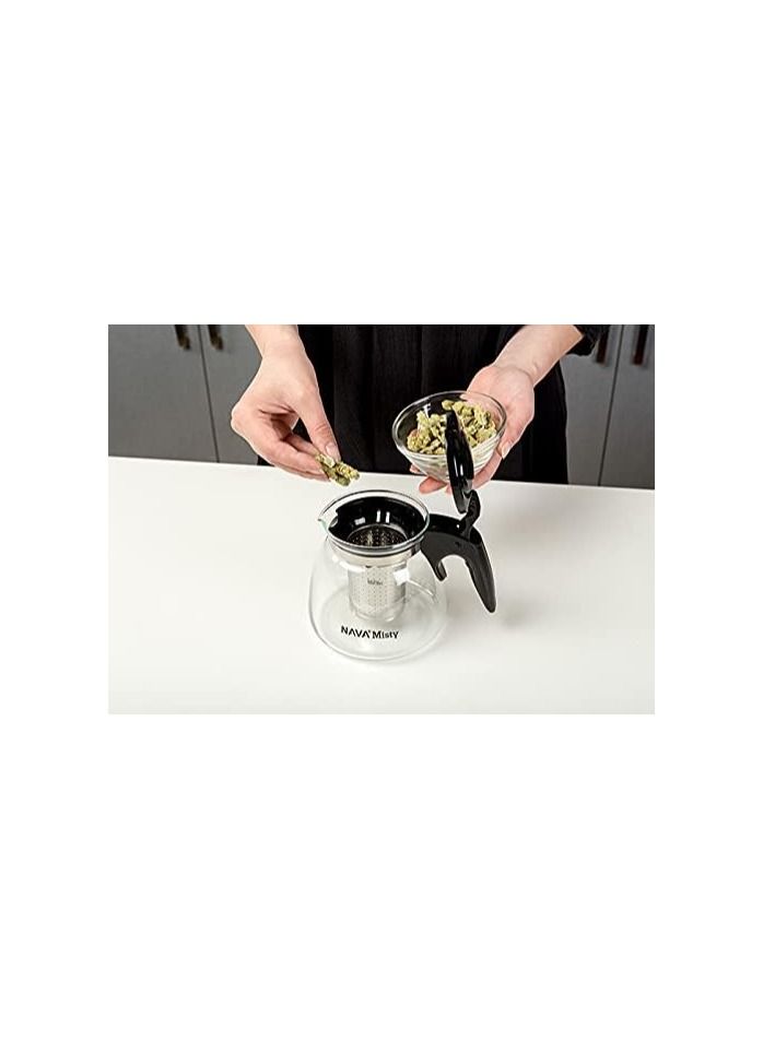 Glass Teapot with Stainless Steel Filter 900ml (Assorted Color Lids)