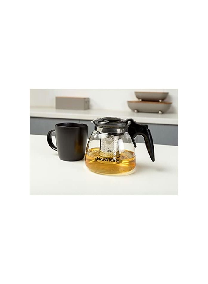 Glass Teapot with Stainless Steel Filter 900ml (Assorted Color Lids)