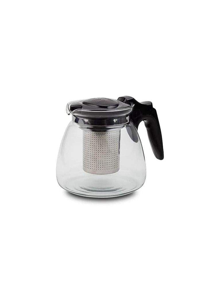 Glass Teapot with Stainless Steel Filter 900ml (Assorted Color Lids)