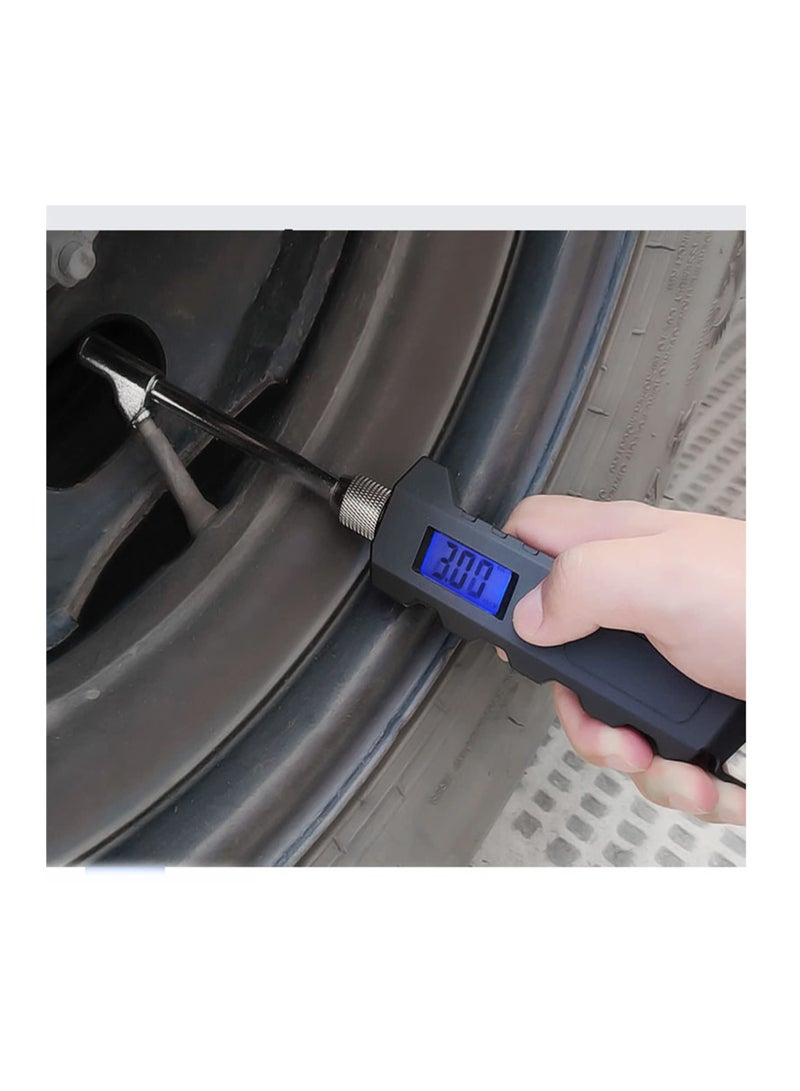 Digital Dual Head Tire Gauge, 230 PSI Heavy Duty Dual Head Stainless Steel, Get Accurate Tire Pressure Readings, Suitable for Car Truck with Backlit LCD and Flashlight Car Accessories