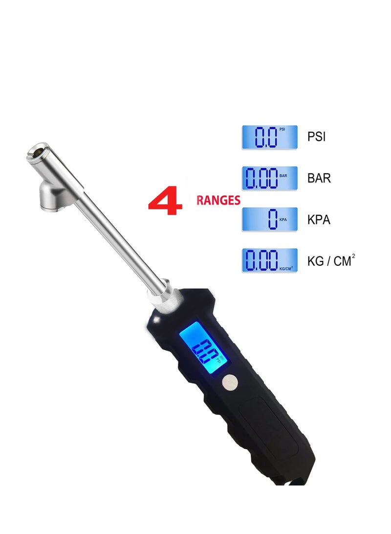 Digital Dual Head Tire Gauge, 230 PSI Heavy Duty Dual Head Stainless Steel, Get Accurate Tire Pressure Readings, Suitable for Car Truck with Backlit LCD and Flashlight Car Accessories