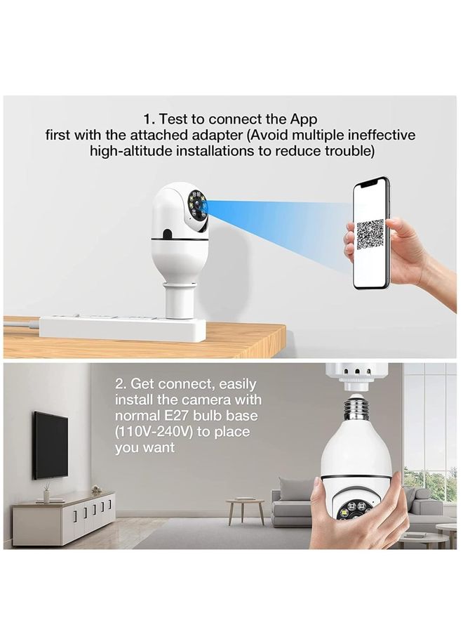 WiFi Light Bulb Camera 360 Degree Wireless Outdoor Security Camera Home Surveillance Cam with 1080P Color Night Vision Human Motion Detection(4-PCS)