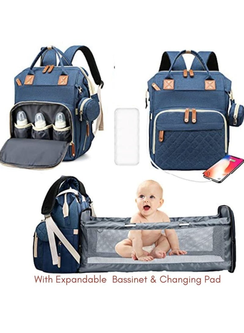 Multifunction Travel Back Pack Maternity Baby Changing Bags Large Capacity Waterproof and Stylish Blue