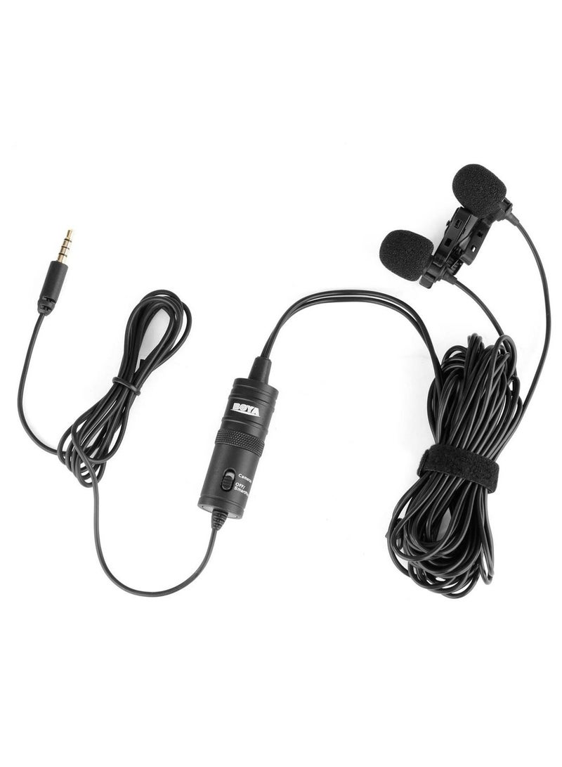 BOYA by M1 Universal 2 Person Dual Omnidirectional Lavalier Microphone for Cameras Smartphones Tablets Computers and Recorders