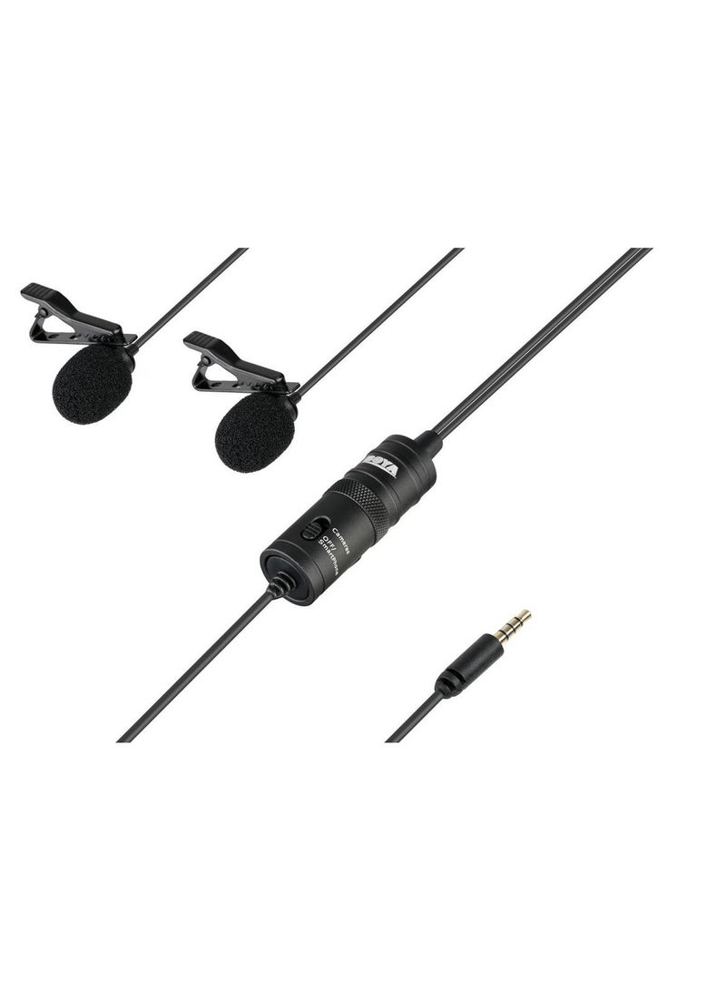 BOYA by M1 Universal 2 Person Dual Omnidirectional Lavalier Microphone for Cameras Smartphones Tablets Computers and Recorders