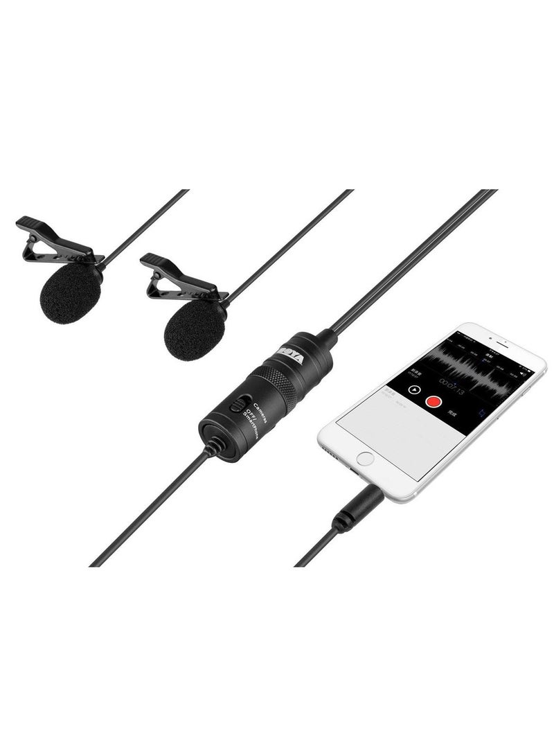 BOYA by M1 Universal 2 Person Dual Omnidirectional Lavalier Microphone for Cameras Smartphones Tablets Computers and Recorders