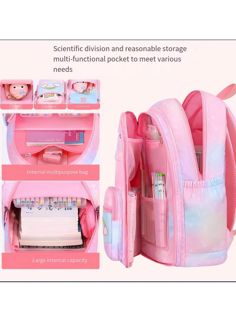 SIJINIAO - Girls' backpack, Girls' backpack, Children's elementary school backpack, Pink, Backpack