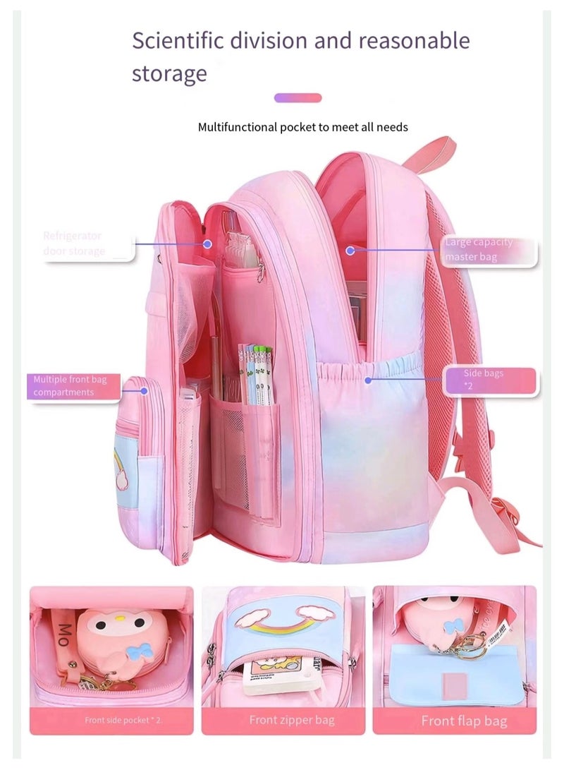 SIJINIAO - Girls' backpack, Girls' backpack, Children's elementary school backpack, Pink, Backpack