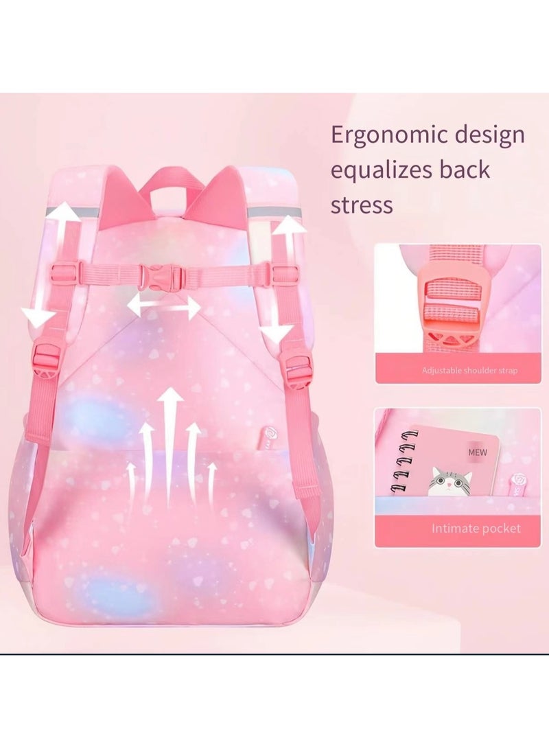 SIJINIAO - Girls' backpack, Girls' backpack, Children's elementary school backpack, Pink, Backpack