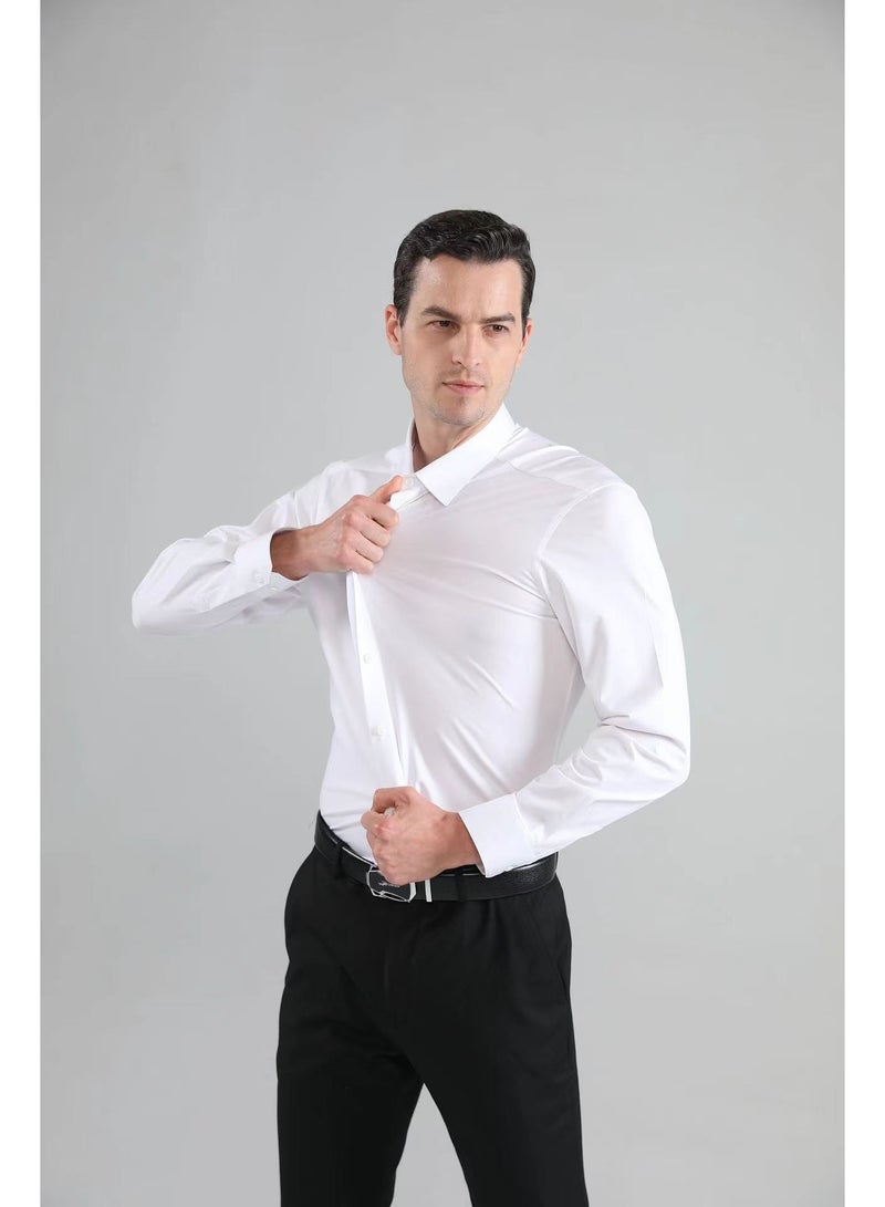 Men's four sided elastic formal shirt, cotton button up shirt