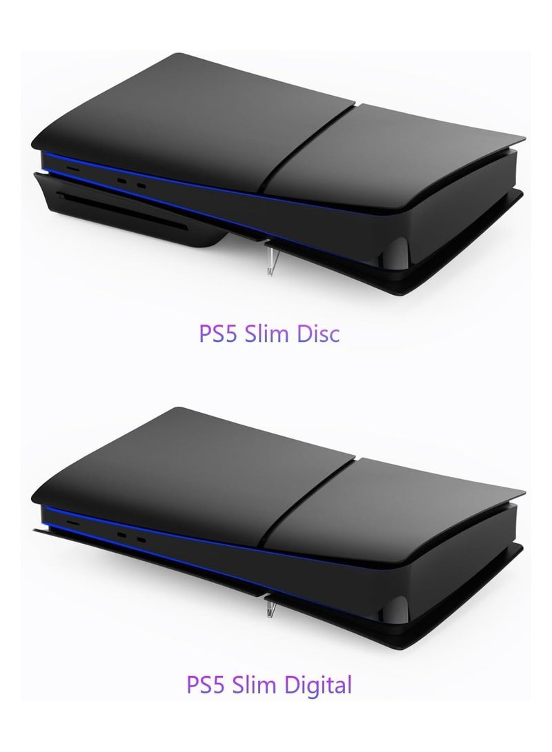 5 in 1 Black Plates for PS5 Slim Disc Edition, Custom Side Face Panel Shell Replacement for Both PS5 Slim Disc (Disc Edition)