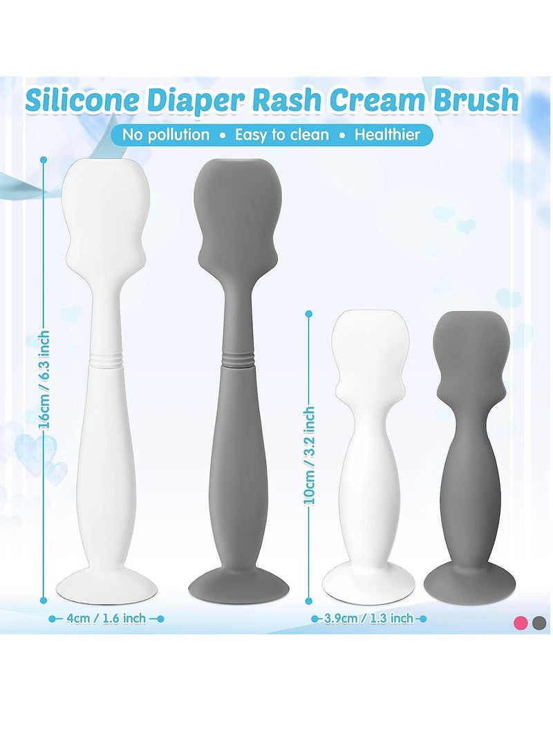 4 Pack Baby Diaper Cream Spatula Applicator Soft Silicone Baby Paste Spatula Mini Rash Cream Brush for Baby Newborn (White, Gray)