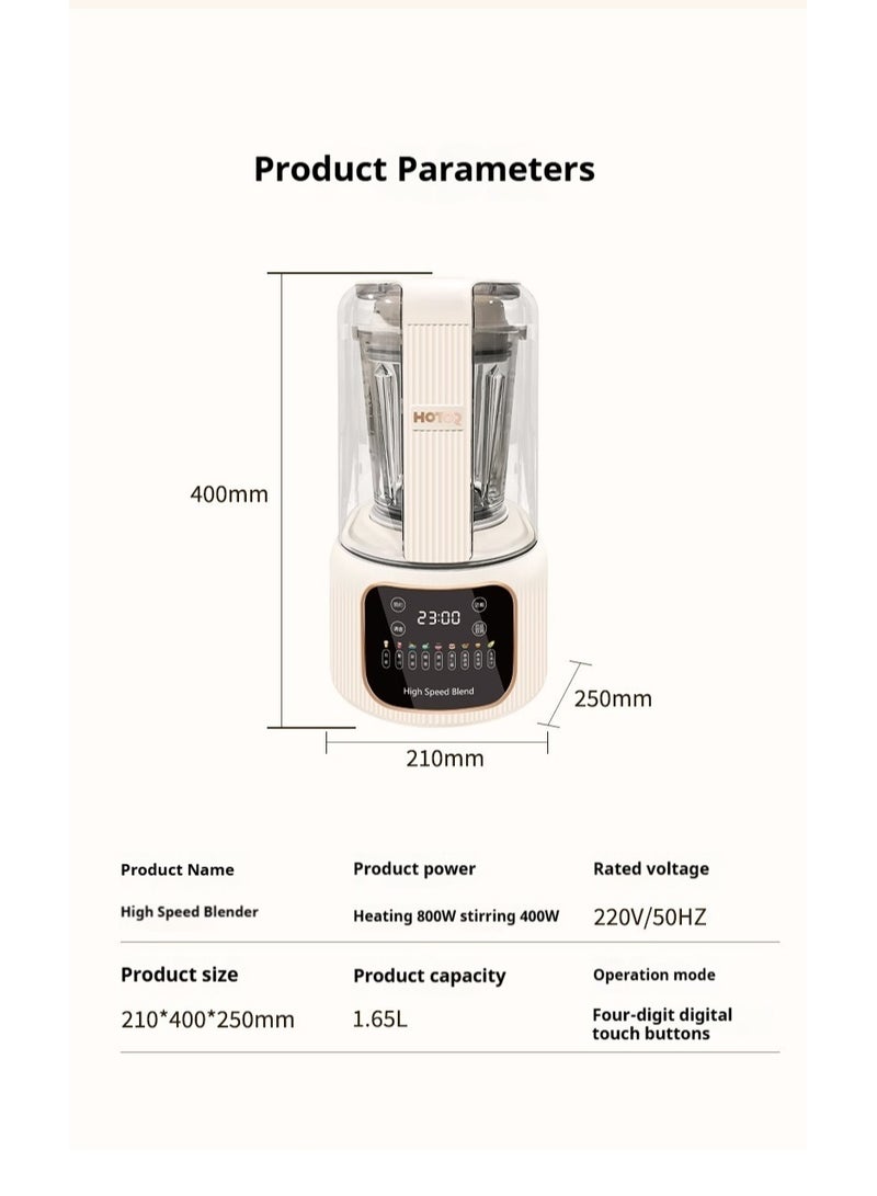 Electric Juicer Blender Mixer High Speed Blender Blender Smoothie Maker Soy Milk Machine With Grinder Mill, Chopper Mill, Ice Crush Function 1.65L White