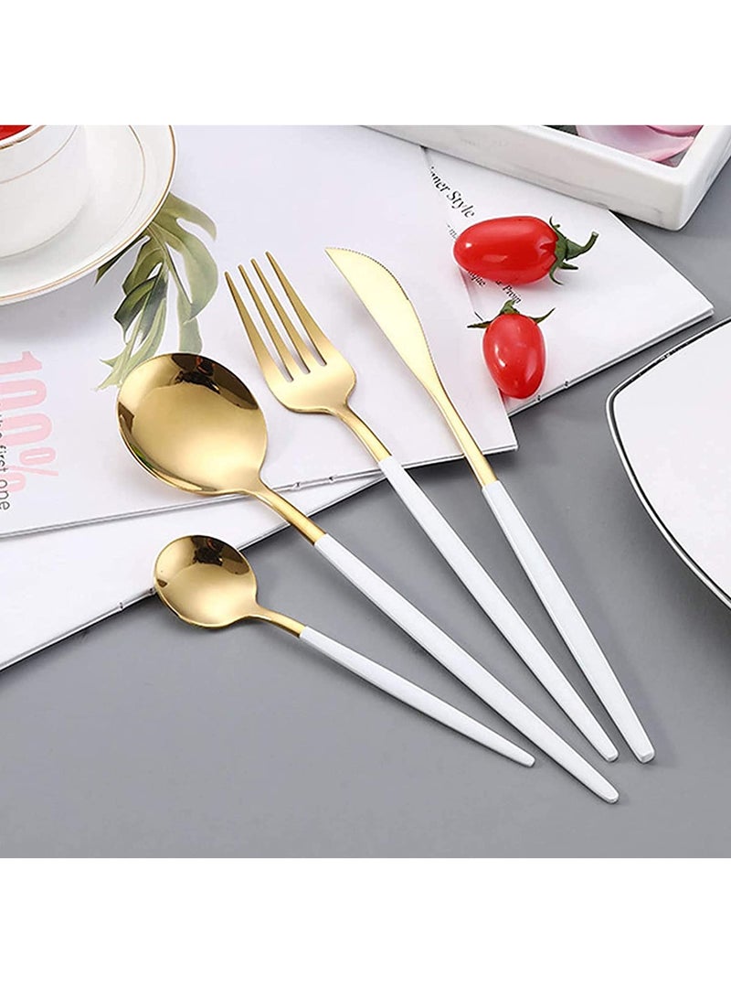 Cutlery Sets,30 Piece Cutlery Set, Multifunctional Tableware, Stainless Steel Flatware Set with Knife and Fork Set, Flatware Tableware for Home Travel Party, Dishwasher Safe