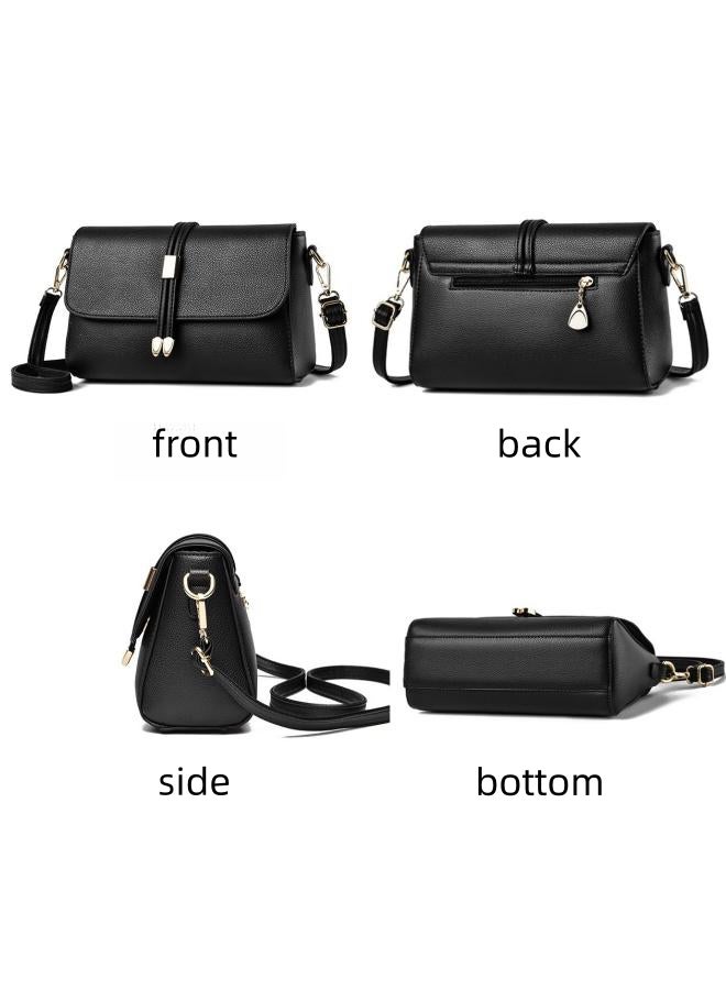 Women's Versatile PU Leather Shoulder Bag, Ladies Multi-pocket Crossbody Bag Sling Bag Side Bag, Daily Commuter/Banquet/Party/Campus Large-capacity Frequent Carrying Bag for Girls/Dtudents(Black)