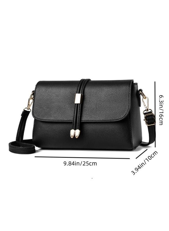 Women's Versatile PU Leather Shoulder Bag, Ladies Multi-pocket Crossbody Bag Sling Bag Side Bag, Daily Commuter/Banquet/Party/Campus Large-capacity Frequent Carrying Bag for Girls/Dtudents(Black)