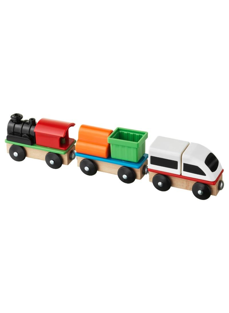 3 Piece Classic Wooden Train Set For Kids