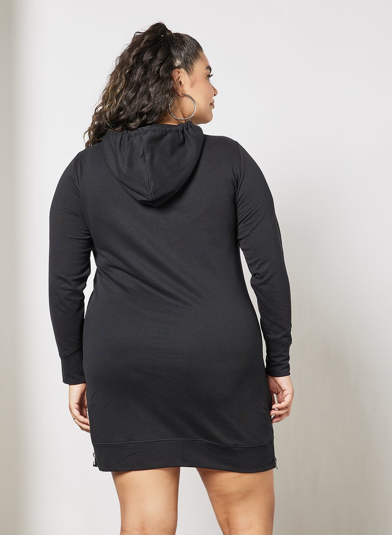 Curve Hooded Dress Black