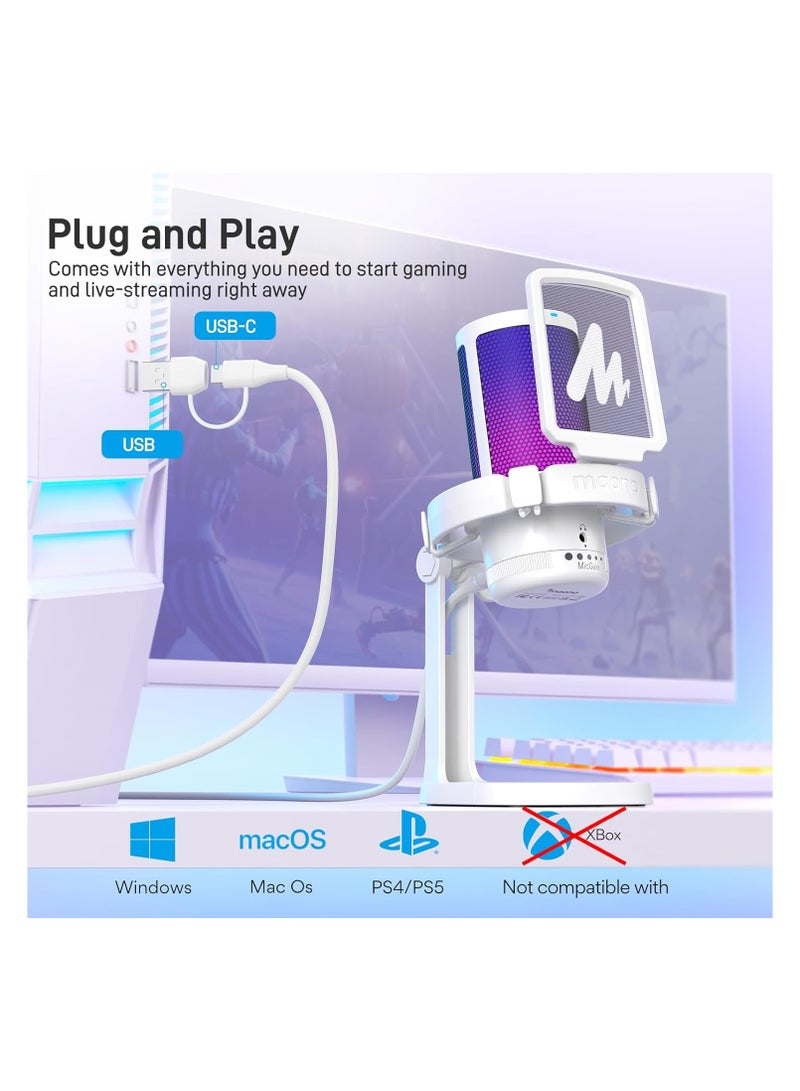 MAONO DGM20 GamerWave Condenser USB Gaming RGB Microphone WHITE