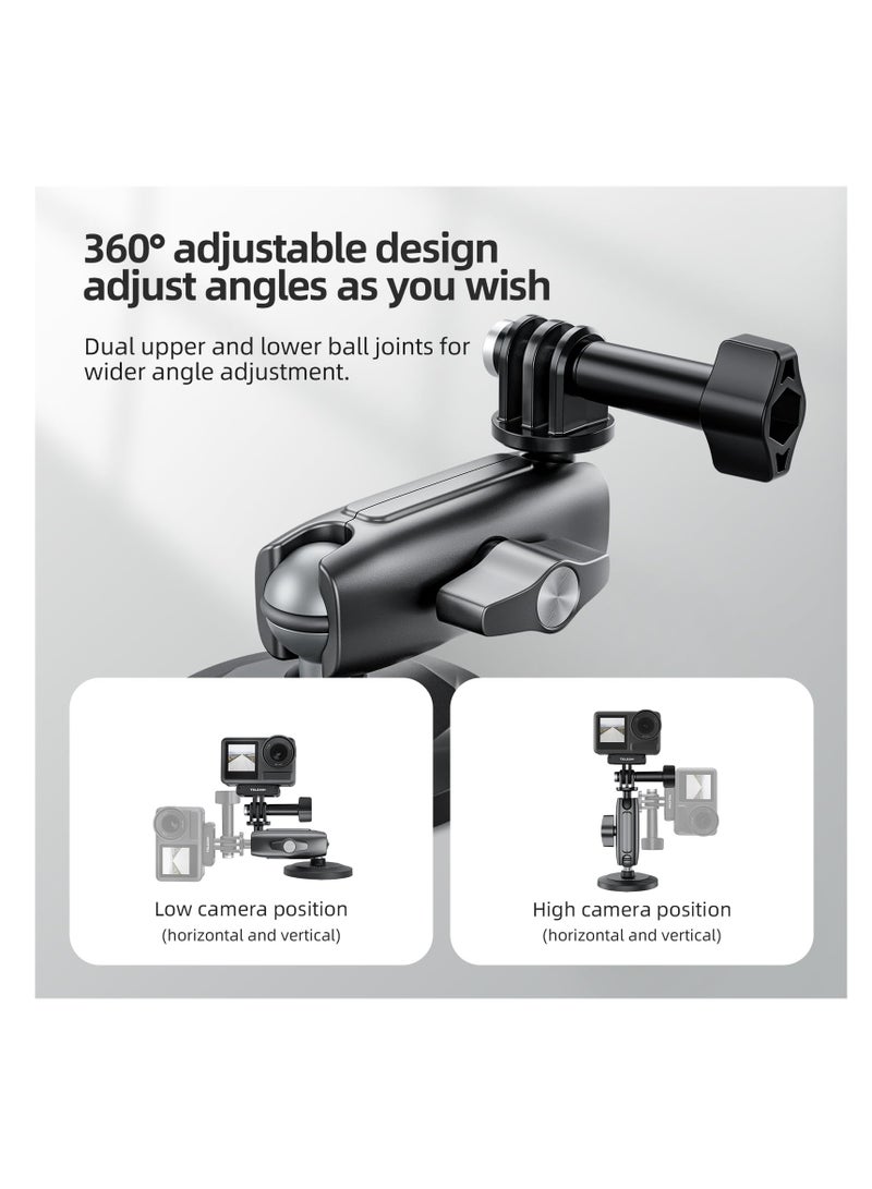 Magnetic Mount Metal Extension Magic Arm with 360° Rotation and Quick Release for GoPro Max, Hero 12-5, Insta360 X3, GO 3, DJI Action 3 & 4 - Heavy Duty Strong Magnet Attachment.