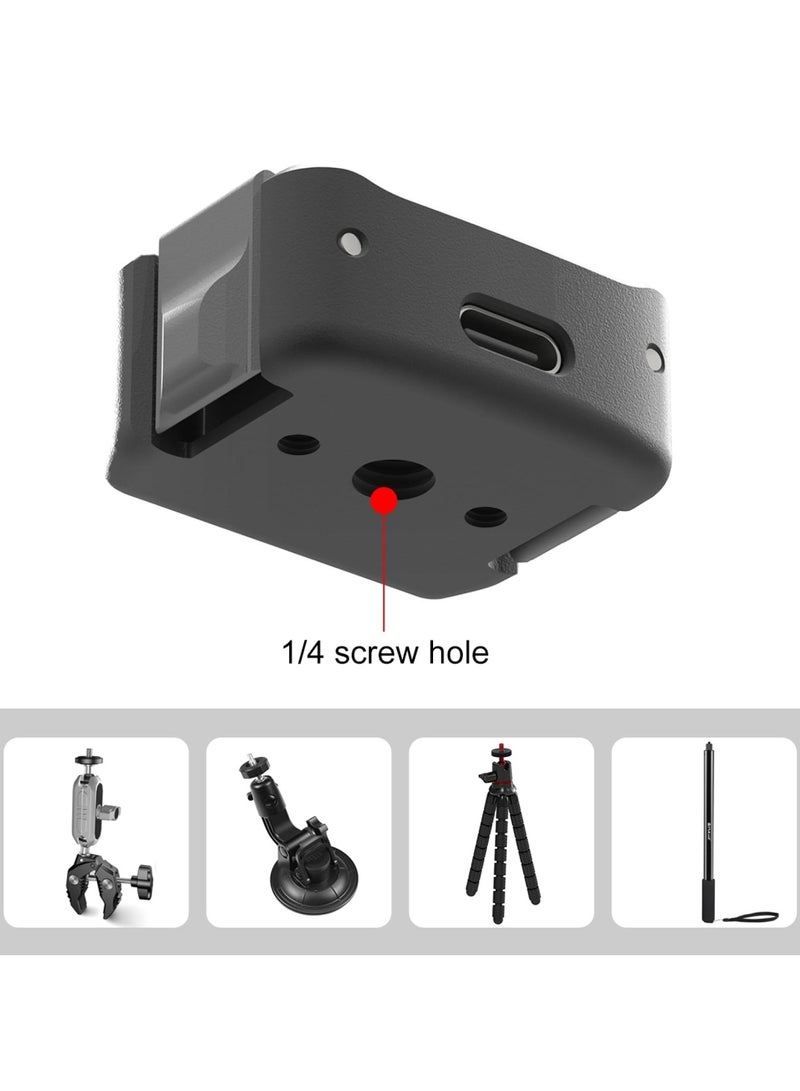 for DJI Osmo Pocket 3 Type-C Charging Base Adapter, Charging Adapter Base for DJI Osmo Pocket 3, Desktop Charging Base with 1/4 Screw Hole, Aluminum Alloy Bracket (Black)