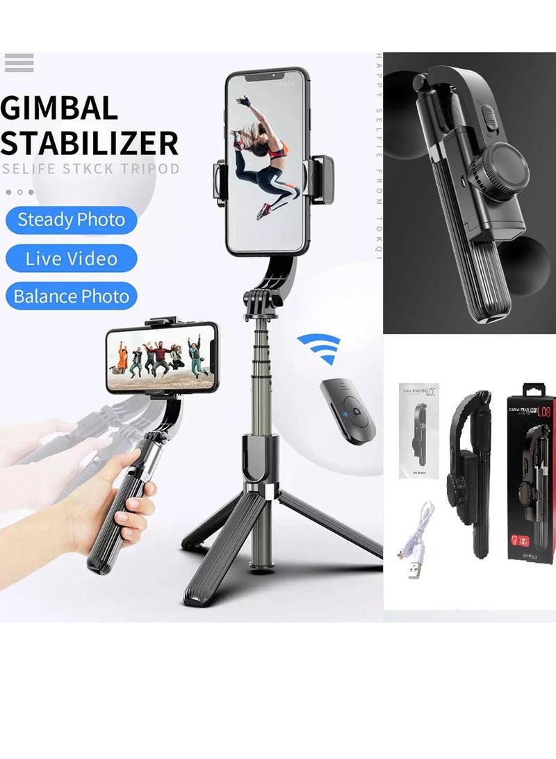 L08 Bluetooth Handheld Gimbal Stabilizer Mobile Phone Selfie Stick Holder Adjustable Selfie Stand With tripod