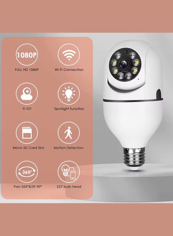 Smart Light Bulb Camera 3MP Full Color Pan Tilt 360 Degree Panoramic Auto Motion Tracking Two Way Audio smart home camera