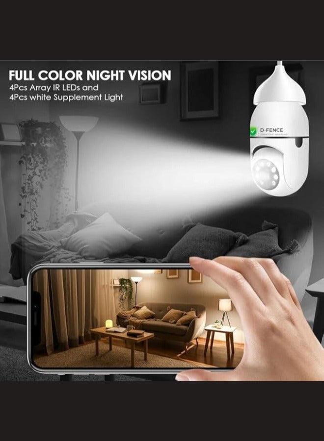 Smart Light Bulb Camera 3MP Full Color Pan Tilt 360 Degree Panoramic Auto Motion Tracking Two Way Audio smart home camera